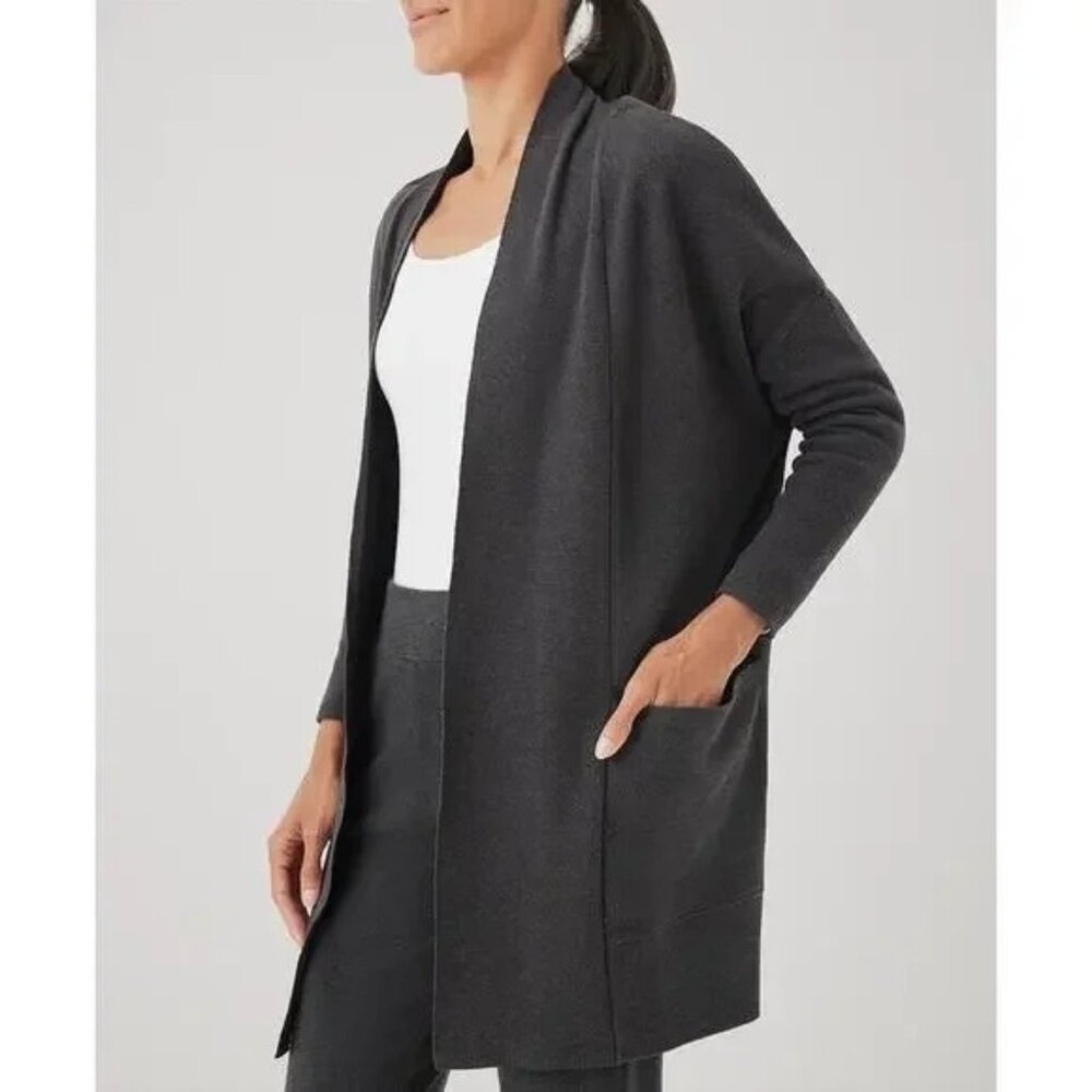 Pact Organic Cotton Airplane Wrap Wrap Cardigan Sweater in Grey Size XS/S